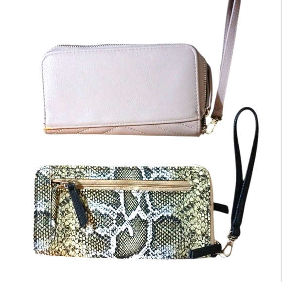 NEW Jessica Simpson Purple and Snakeskin Leather Wallets Wristlets - Picture 2 of 13